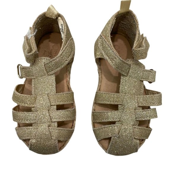OshKosh B'gosh Close Toe Sandals Specked Gold 6 - Picture 1 of 5